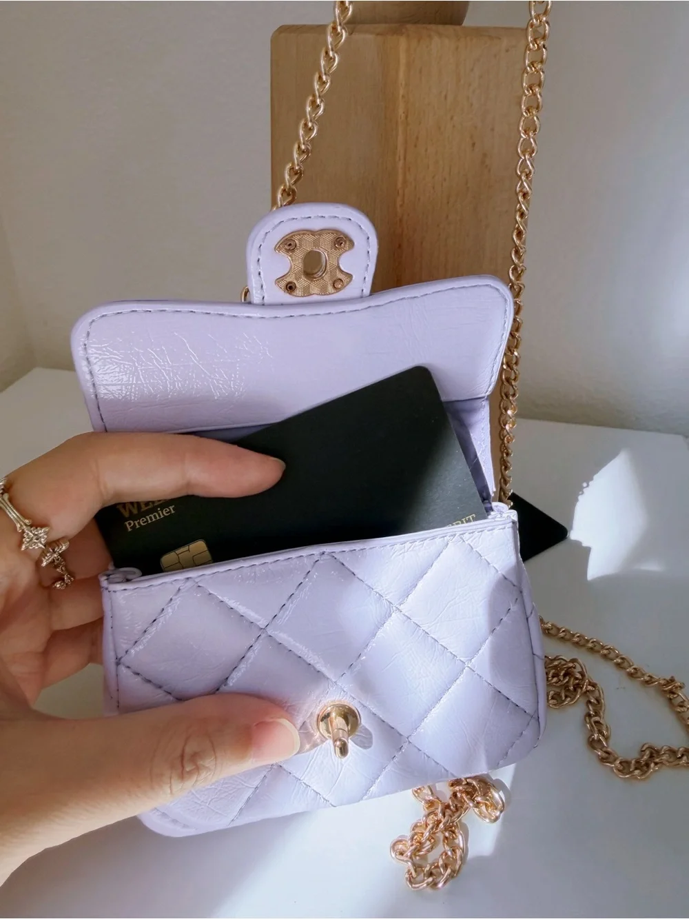 Lavender Quilted Mini Crossbody Card Holder 💜